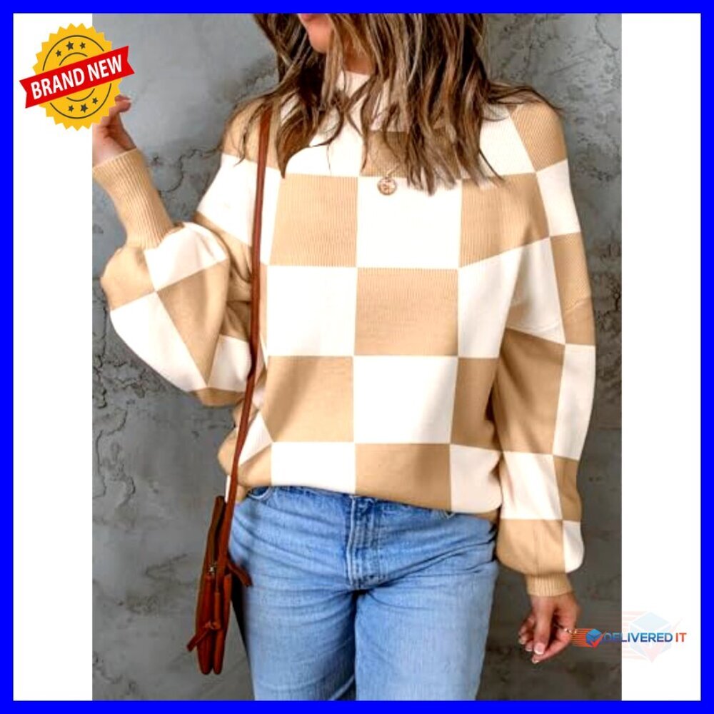 Striped Ribbed Knit Pullover Turtleneck Loose Fit Y2K Chic Sweater Top - Picture 2 of 7